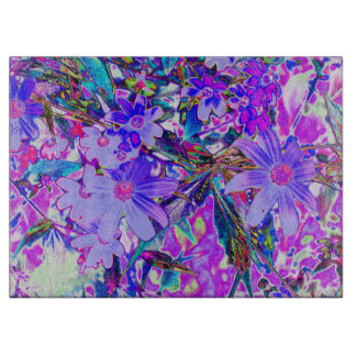 Trippy Purple and Magenta Colorful Wildflowers Cutting Board