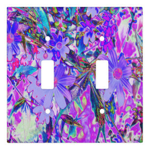 Trippy Purple and Magenta Colorful Wildflowers Light Switch Cover
