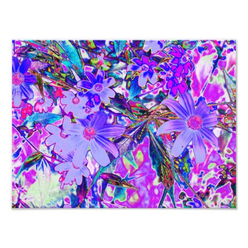 Trippy Purple and Magenta Colorful Wildflowers Photo Print