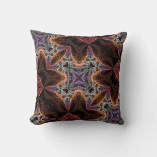 Trippy Purple Orange Fractals Decor Cushion