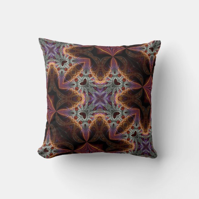 Trippy  Purple Orange Fractals Decor Cushion (Front)