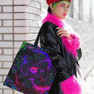 Trippy Purple Spiral Funky Tote Bag