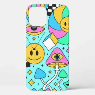Trippy rainbow 60s pop psychedelic seamless patter iPhone 12 case