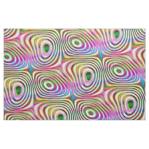 Trippy Rainbow Colors Round Squares Pattern Fabric
