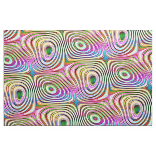 Trippy Rainbow Colors Round Squares Pattern Fabric