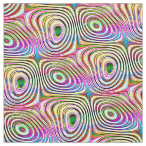Trippy Rainbow Colors Round Squares Pattern Fabric