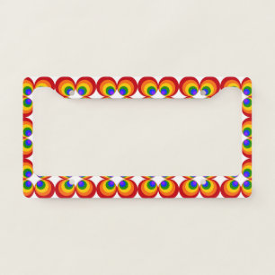 Trippy Rainbow Flowers License Plate Frame
