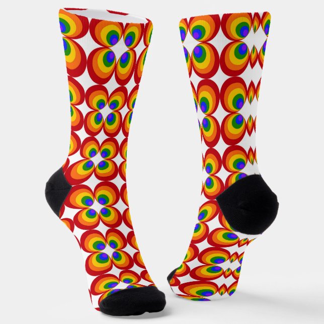 Trippy Rainbow Flowers Socks (Angled)