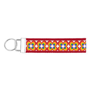 Trippy Rainbow Flowers Wrist Keychain