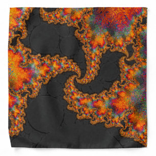 Trippy Rainbow Fractal Fire Burning as Three Bandana