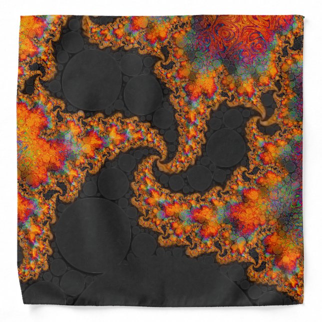 Trippy Rainbow Fractal Fire Burning as Three Bandana (Front)