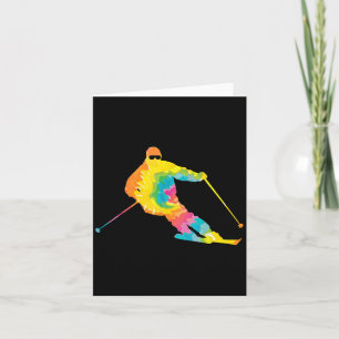 Trippy Rainbow Hippie - Tie-dye Skiing Card