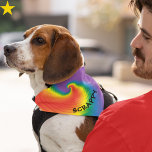 Trippy Rainbow Swirl Custom Name Pet Bandana<br><div class="desc">You beloved dog will look so fun loving and cool in thi strippy rainbow swirl bandana with their name on it! Great for a canine family member in a LGBTQ household, this design has a rad hippie tie dyed vibe. It's really easy to personalize this yourself right on the platform....</div>