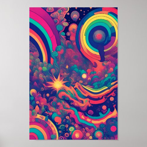 Trippy Rainbow Whirlwind Poster