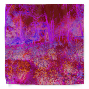 Trippy Red and Magenta Impressionistic Landscape Bandana
