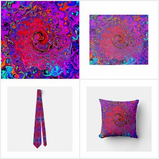 Trippy Red and Purple Abstract Retro Liquid Swirl