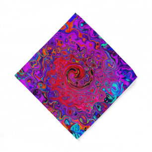Trippy Red and Purple Abstract Retro Liquid Swirl Bandana