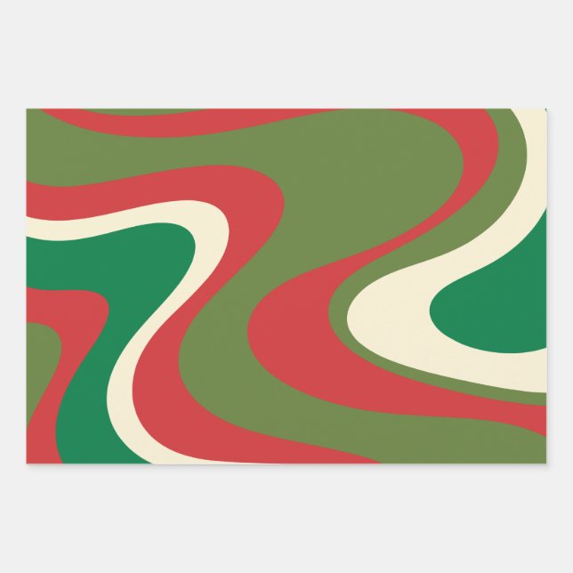 Trippy Retro 60s 70s Swirling Abstract Christmas Wrapping Paper Sheets (Front 2)