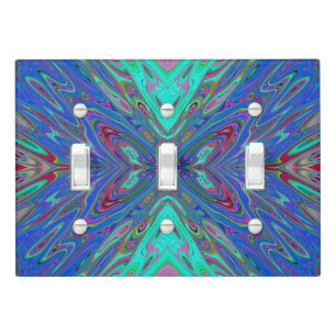 Trippy Retro Blue and Red Abstract Butterfly Light Switch Cover