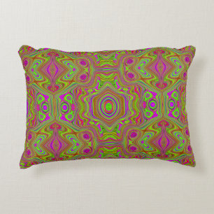 Trippy Retro Chartreuse Magenta Abstract Pattern Accent Pillow