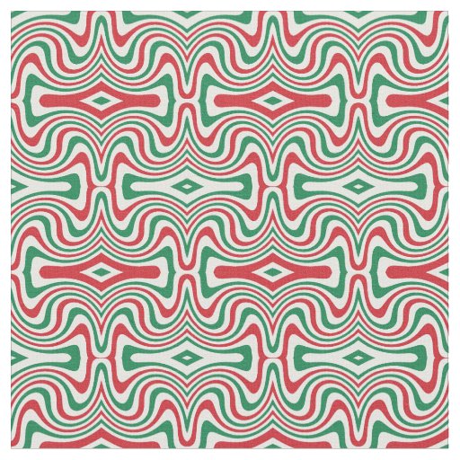 Trippy Retro Groovy Squiggly Christmas Pattern Fabric