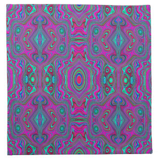 Trippy Retro Magenta, Blue and Green Abstract Cloth Napkin