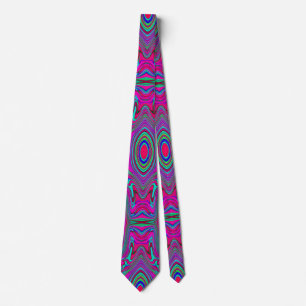 Trippy Retro Magenta, Blue and Green Abstract Neck Tie