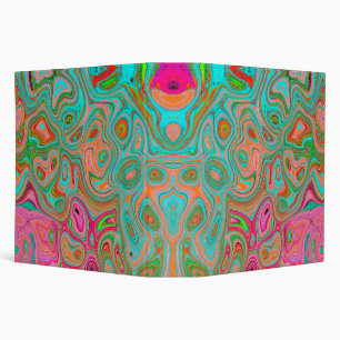Trippy Retro Orange and Aqua Groovy Abstract Art 3 Ring Binder