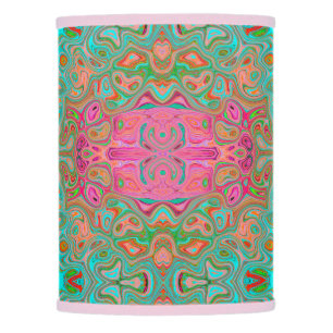Trippy Retro Orange and Aqua Groovy Abstract Art Lamp Shade