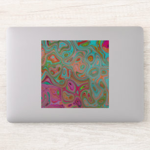 Trippy Retro Orange and Aqua Groovy Abstract Art Sticker