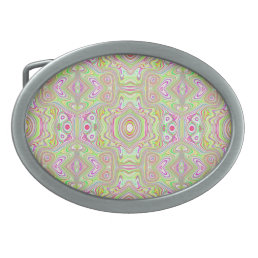 Trippy Retro Pink and Lime Green Abstract Pattern Belt Buckle