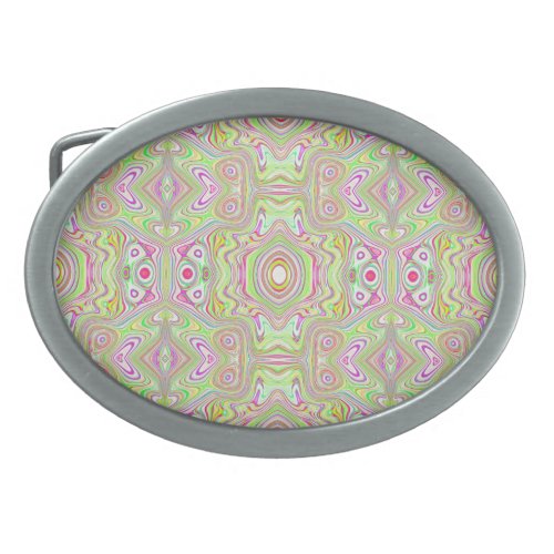 Trippy Retro Pink and Lime Green Abstract Pattern Belt Buckle