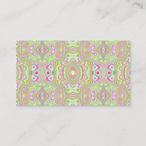 Trippy Retro Pink and Lime Green Abstract Pattern Business Card