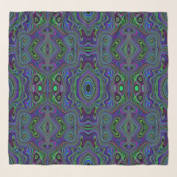 Trippy Retro Royal Blue and Lime Green Abstract Scarf