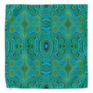 Trippy Retro Turquoise Chartreuse Abstract Pattern Bandana