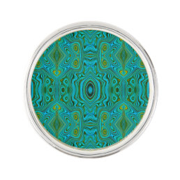 Trippy Retro Turquoise Chartreuse Abstract Pattern Lapel Pin