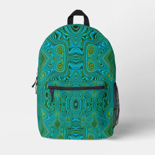 Trippy Retro Turquoise Chartreuse Abstract Pattern Printed Backpack