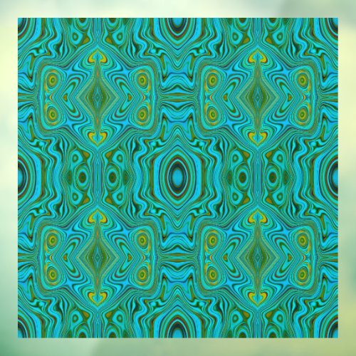 Trippy Retro Turquoise Chartreuse Abstract Pattern Window Cling