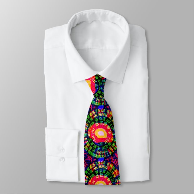 Trippy Retro Vaporwave Brain Neck Tie (Tied)