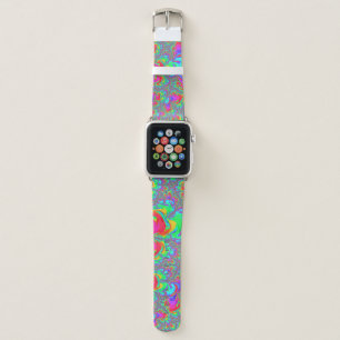 Trippy Retro Vibrant Neon Rainbow Fractal Art Apple Watch Band