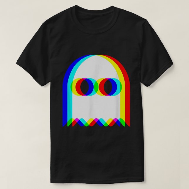 Trippy RGB Ghost Vaporwave Halloween Shirt (Design Front)