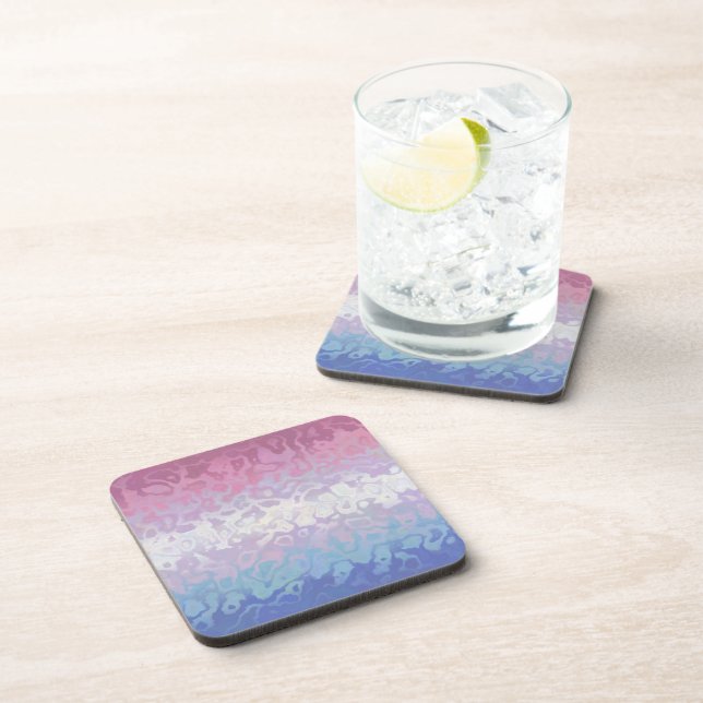 Trippy Ripply Groovy Eccentric Bigender Pride Flag Beverage Coaster (Right Side)