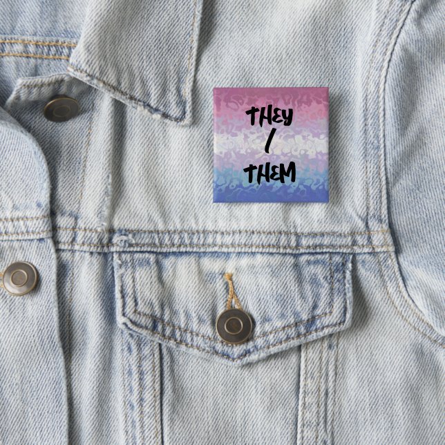 Trippy Ripply Groovy Eccentric Bigender Pride Flag Button (In Situ)