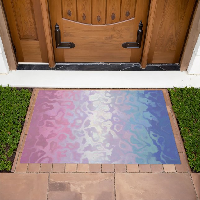 Trippy Ripply Groovy Eccentric Bigender Pride Flag Doormat (Outdoor)