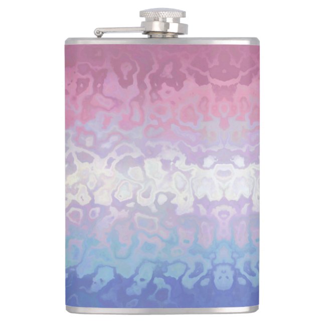 Trippy Ripply Groovy Eccentric Bigender Pride Flag Flask (Front)