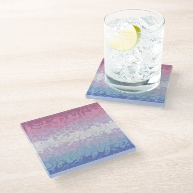 Trippy Ripply Groovy Eccentric Bigender Pride Flag Glass Coaster (Angled)