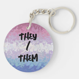 Trippy Ripply Groovy Eccentric Bigender Pride Flag Keychain