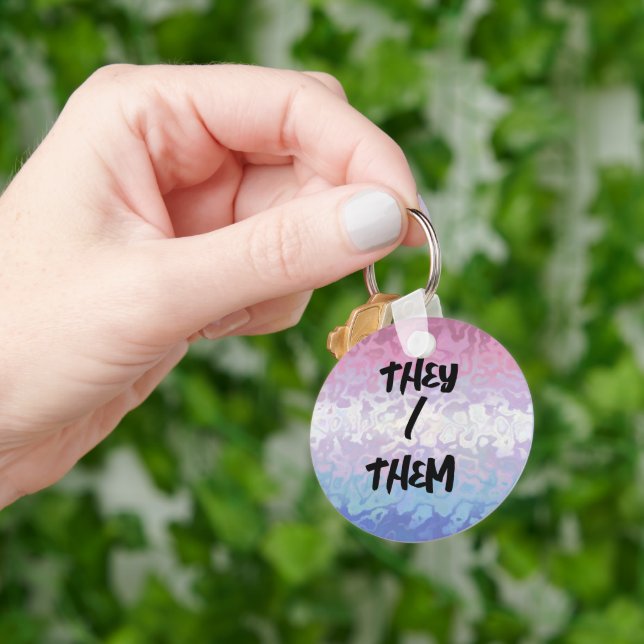 Trippy Ripply Groovy Eccentric Bigender Pride Flag Keychain (Hand)