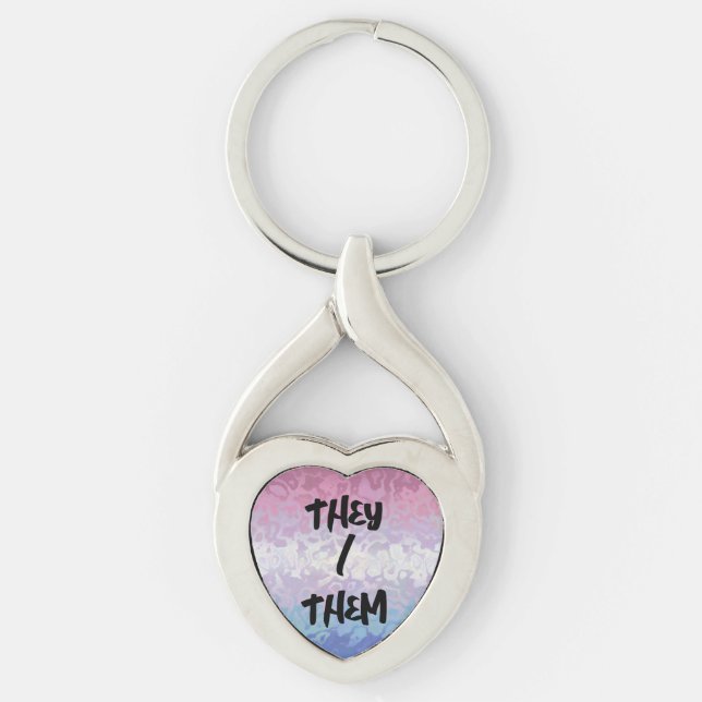 Trippy Ripply Groovy Eccentric Bigender Pride Flag Keychain (Front)