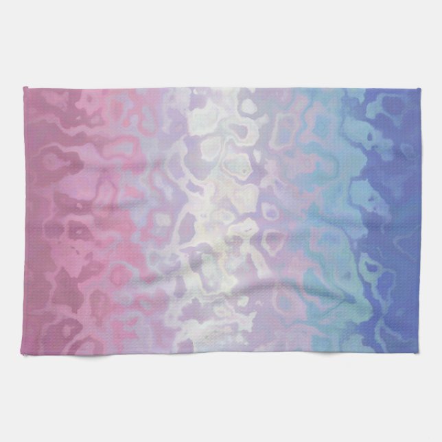 Trippy Ripply Groovy Eccentric Bigender Pride Flag Kitchen Towel (Horizontal)